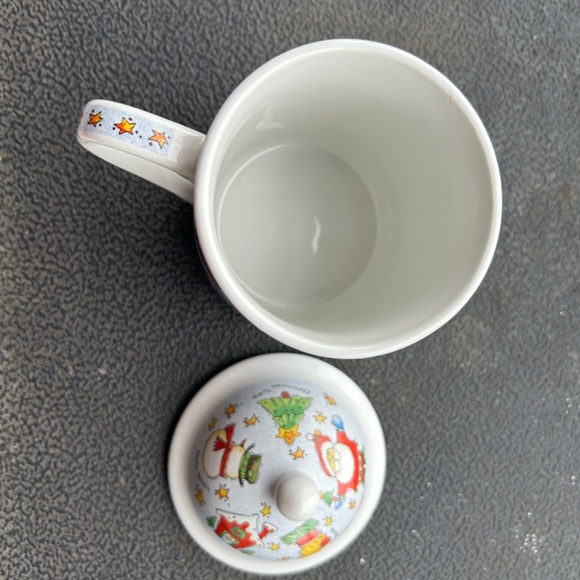 Kathryn Distefano Christmas Santa Holiday Cocoa Coffee Tea Mug w Raised Lid EUC - Picture 5 of 7